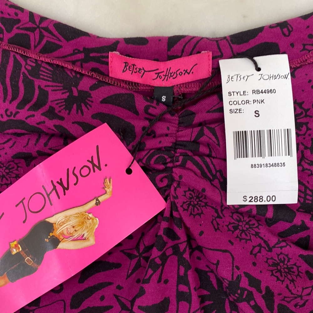Vintage Y2K ⭐️🖤 Betsey Johnson Fuchsia Tattoo Pencil Dress, NWT, Size Small - Picture 7 of 8